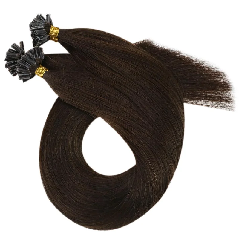 U tip Hair Extensions Chocolate Brown Human Virgin Hair Keratin Hair Nail Tip Hair Extensions #4