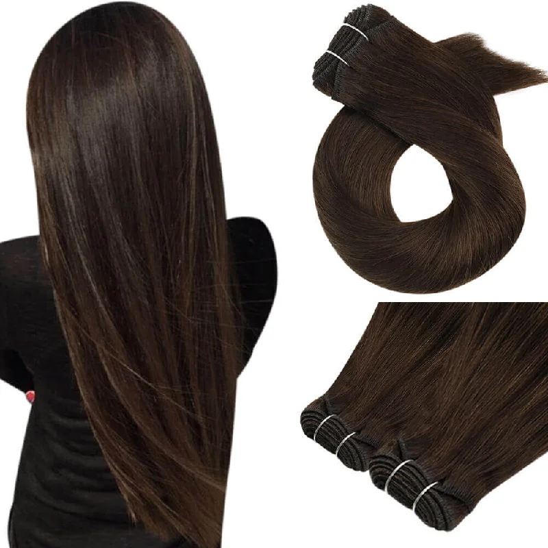 Moresoo Virgin Machine Hair Weft Sew In Weft Human Hair Bundles Darkest Brown(#2)