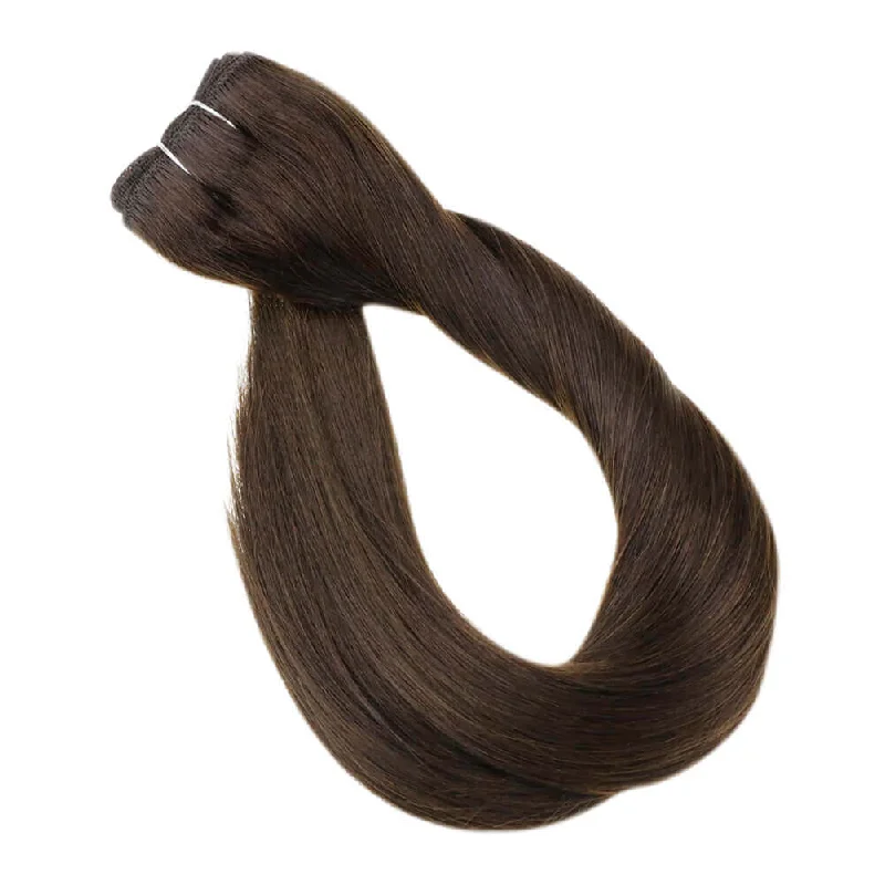 Moresoo Virgin Machine Hair Weft Sew In Weft Human Hair Bundles Darkest Brown(#2)