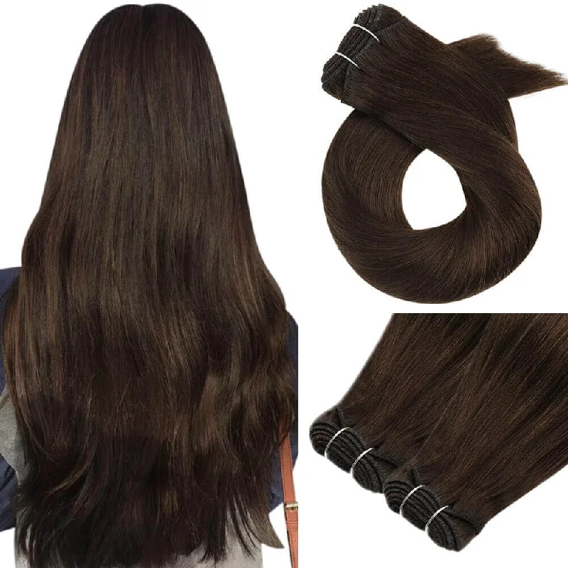 Moresoo Virgin Bundles Human Hair Weft Extensions Chocolate Brown (#4)