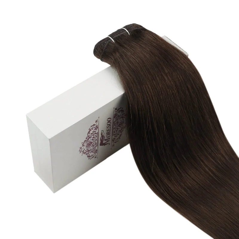 Moresoo Virgin Bundles Human Hair Weft Extensions Chocolate Brown (#4)