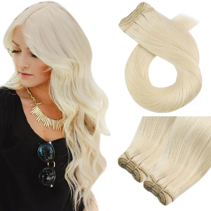 Moresoo Virgin Hair Weft Extensions Human Hair Platinum Blonde (#60)