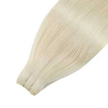 Moresoo Virgin Hair Weft Extensions Human Hair Platinum Blonde (#60)