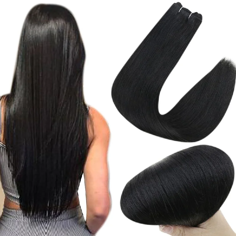 Sunny Hair Sew in Weft Virgin Hair Extensions Jet Black Solid Color #1