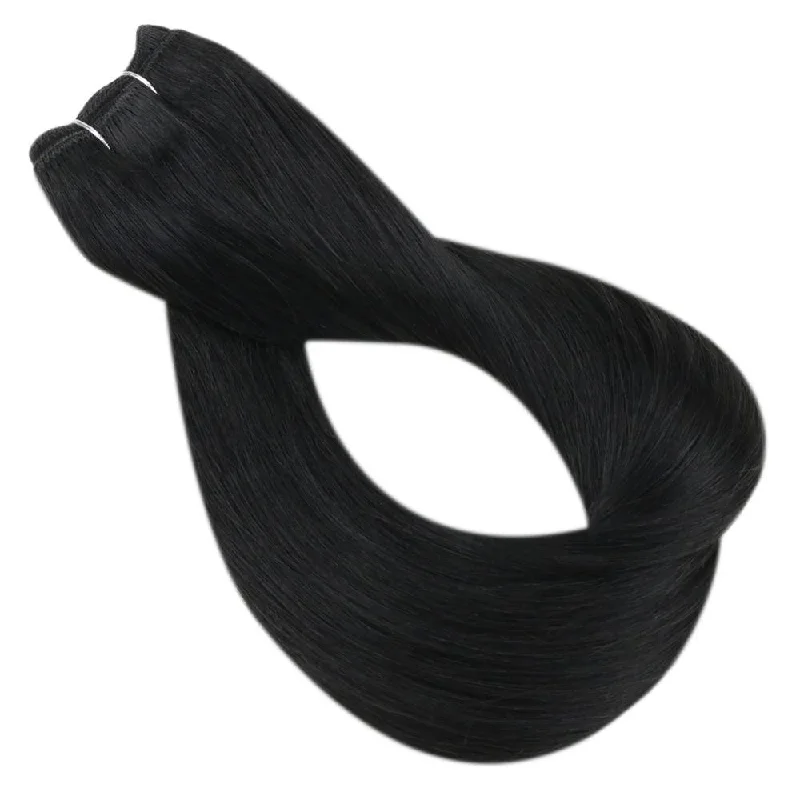 Sunny Hair Sew in Weft Virgin Hair Extensions Jet Black Solid Color #1