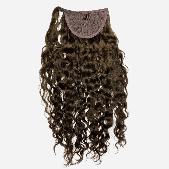 Wavy Curly Chocolate Brown Wrap Ponytail