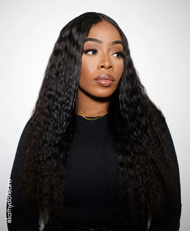 wavy human wig - 22” natural black.